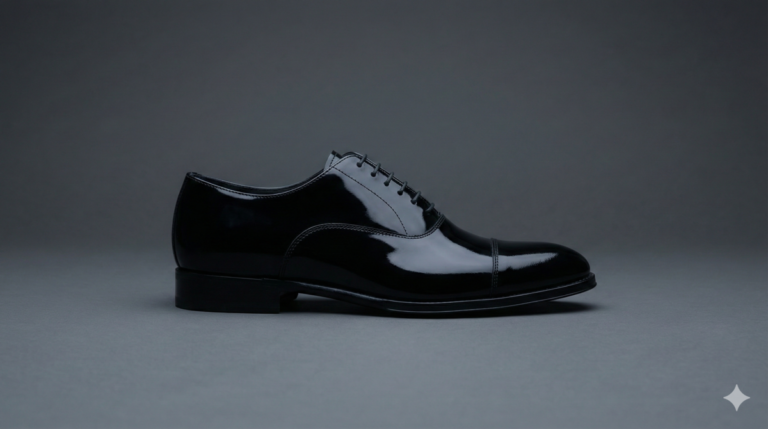 通夜のマナーに適した黒のストレートチップ革靴